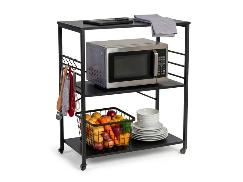 relaxdays Küchenwagen 3 Ebenen, 89 x 80 x 40 cm, Schwarz relaxdays Küchenwagen 3 Ebenen, 89 x 80 x 40 cm, Schwarz
