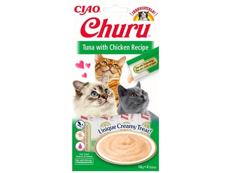 CIAO Churu Katzen-Snack Pürees Thunfisch & Huhn, 4 x 14 g CIAO Churu Katzen-Snack Pürees Thunfisch & Huhn, 4 x 14 g