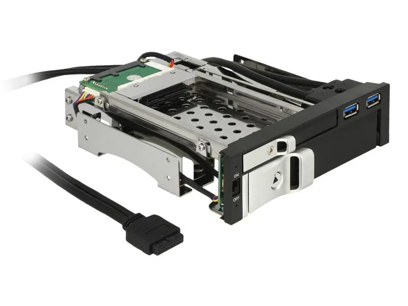 Delock 5.25-Einbaurahmen 1x3.5, 1x2.5, 2xUSB3 Ports , Hot-Swap Delock 5.25-Einbaurahmen 1x3.5, 1x2.5, 2xUSB3 Ports , Hot-Swap