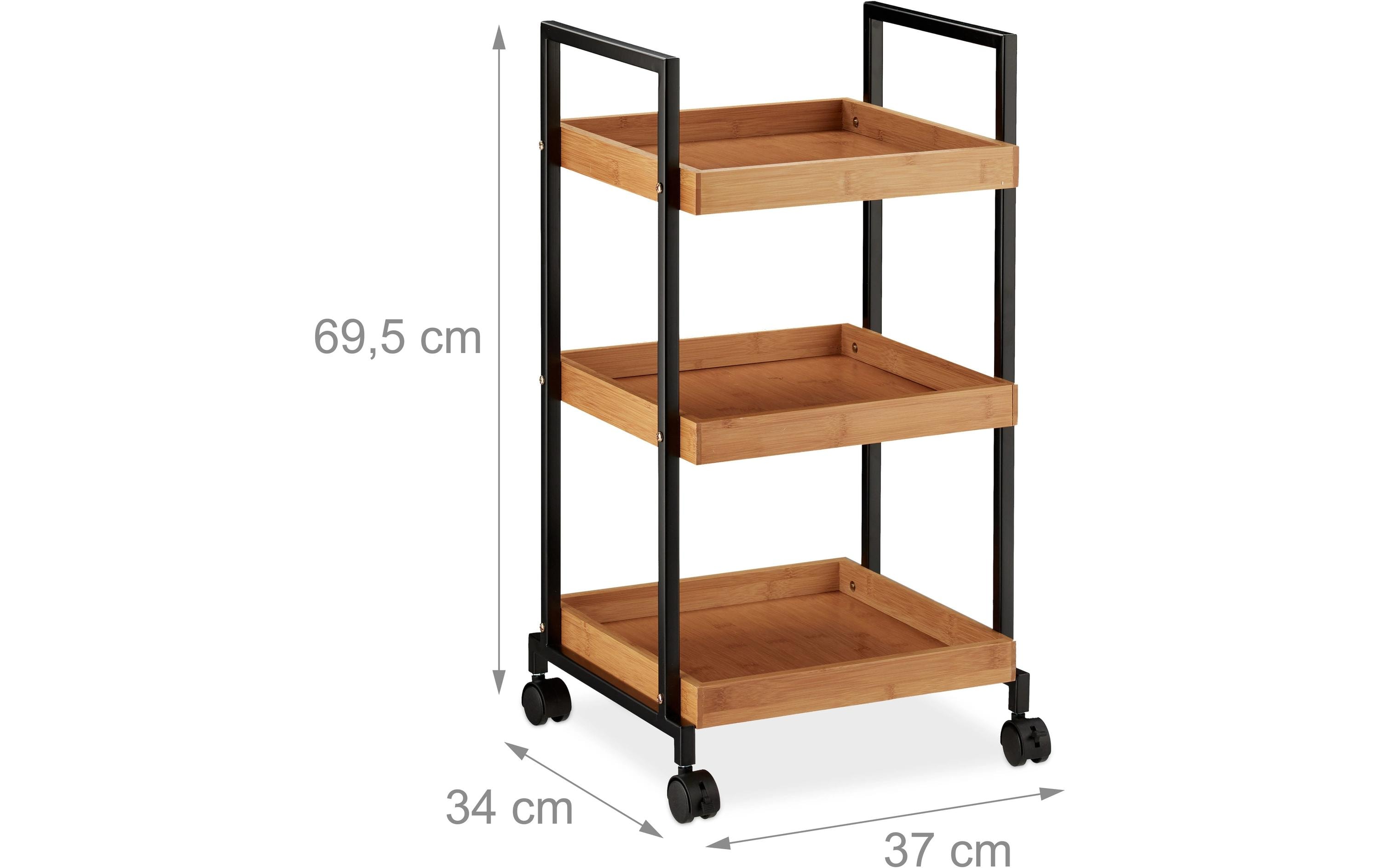 relaxdays Servierwagen mit 3 Etagen 69.5 x 37 x 34 cm