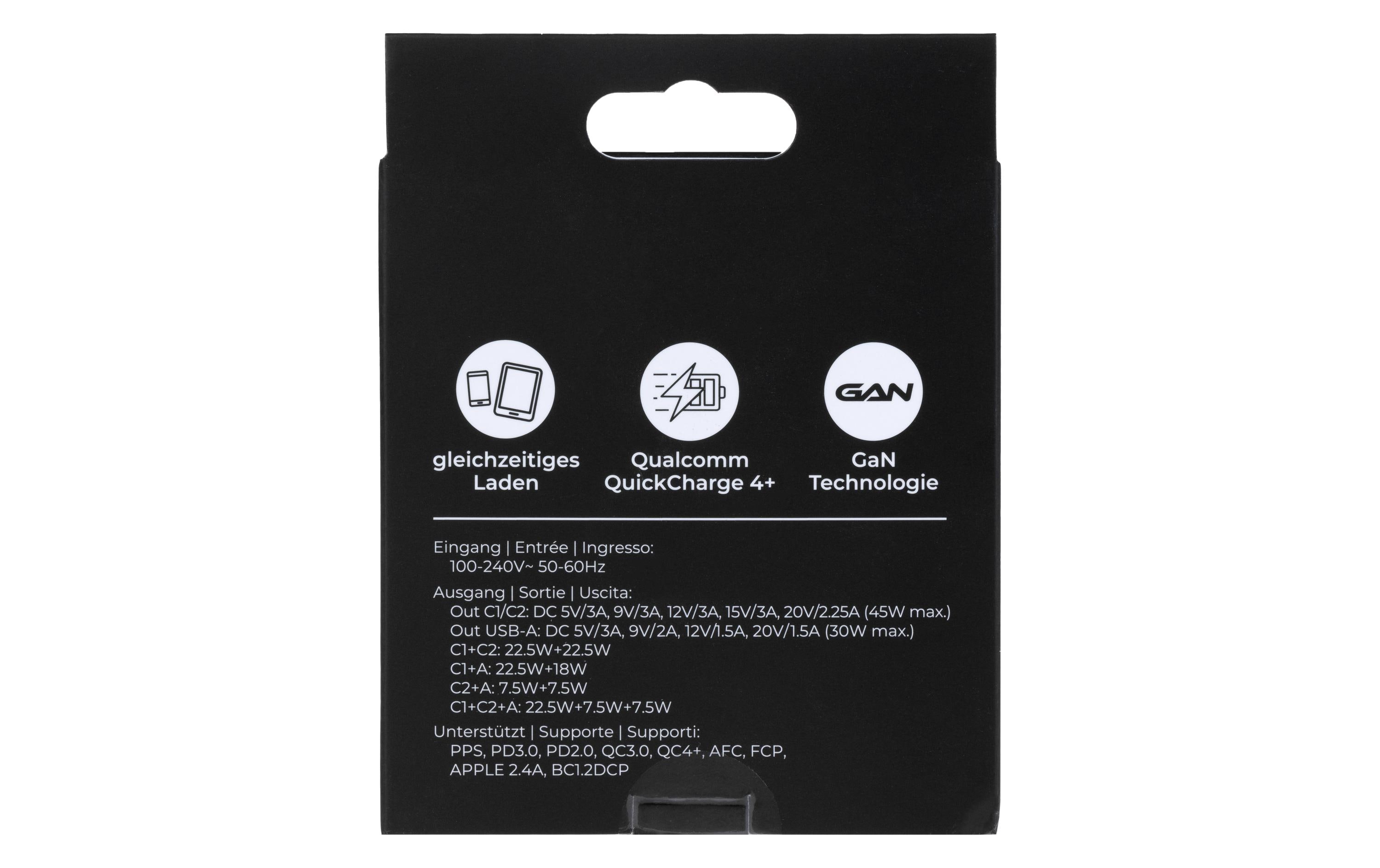 onit USB-Wandladegerät Trial QC4+ 45 W GaN Schwarz