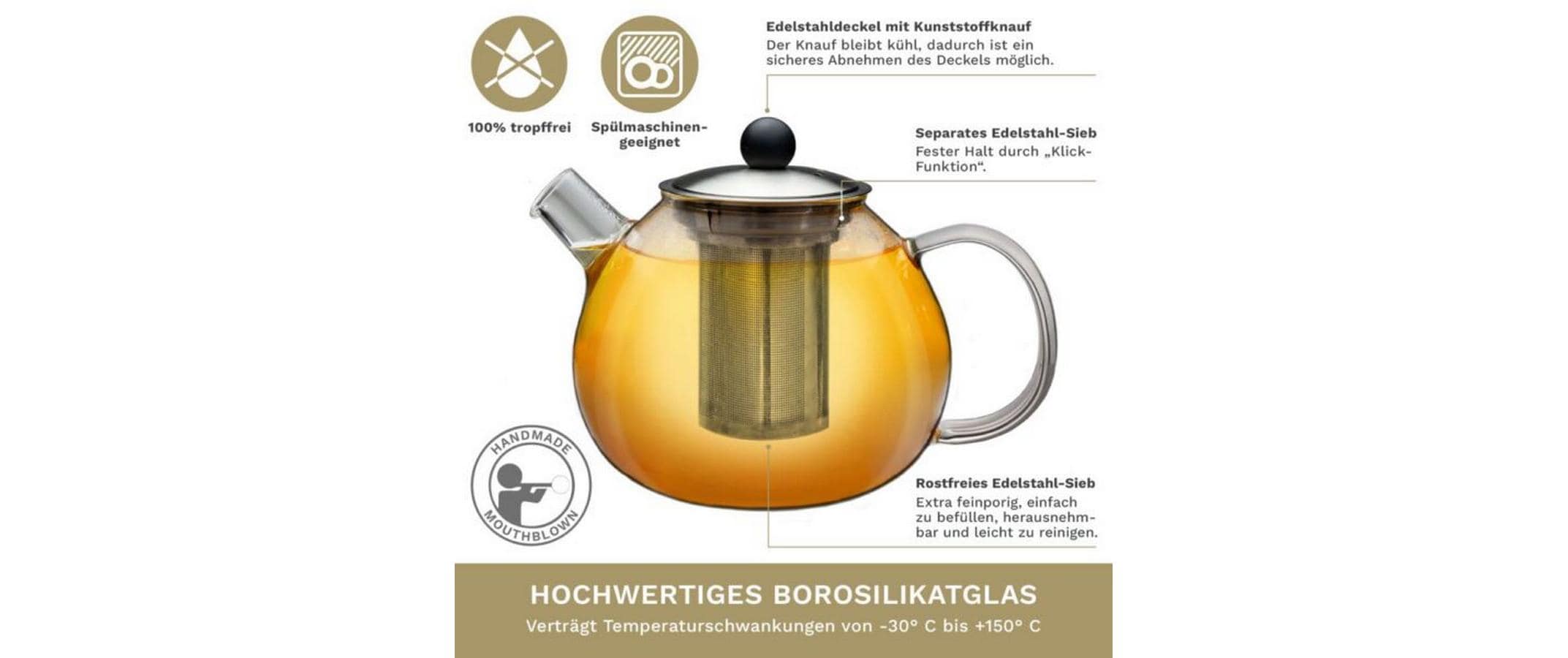 Creano Teekanne 1 l, Transparent