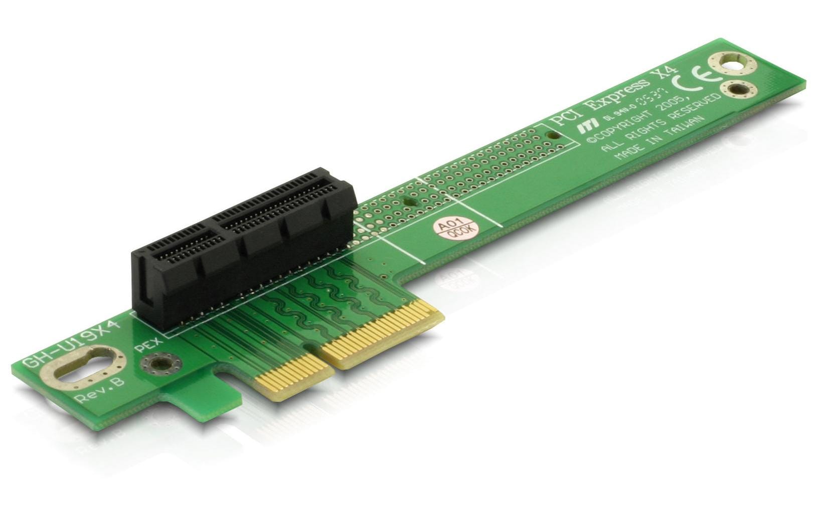 Delock PCI-E Riser Karte x4 auf x4, gewinkelt Delock PCI-E Riser Karte x4 auf x4, gewinkelt