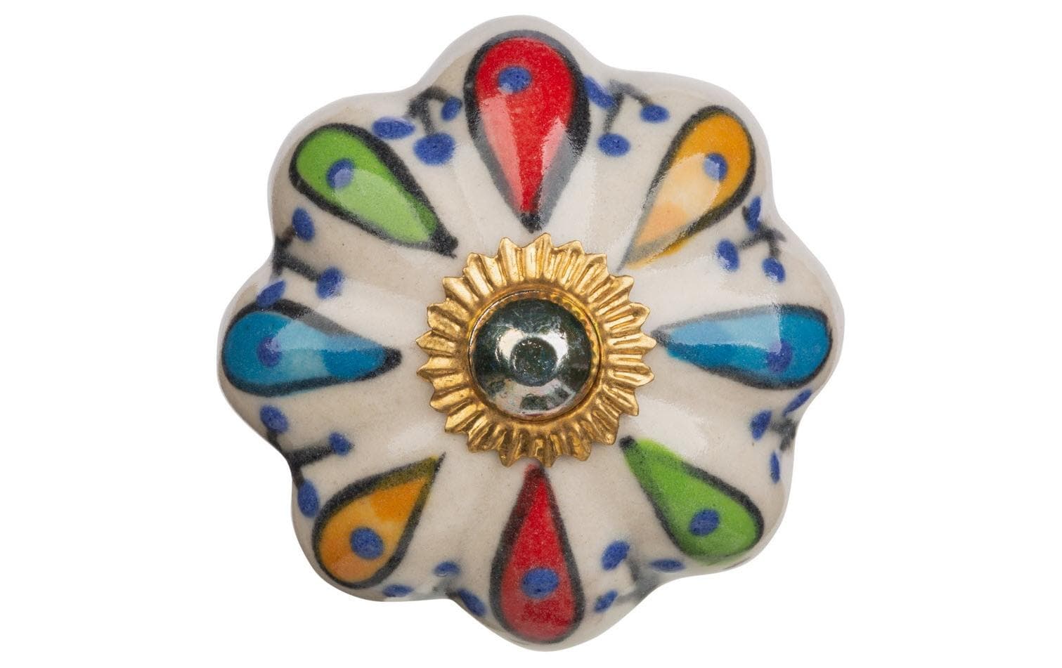 Tranquillo Möbelgriff handgemacht, Ø 4.5 cm, Mehrfarbig/Gold