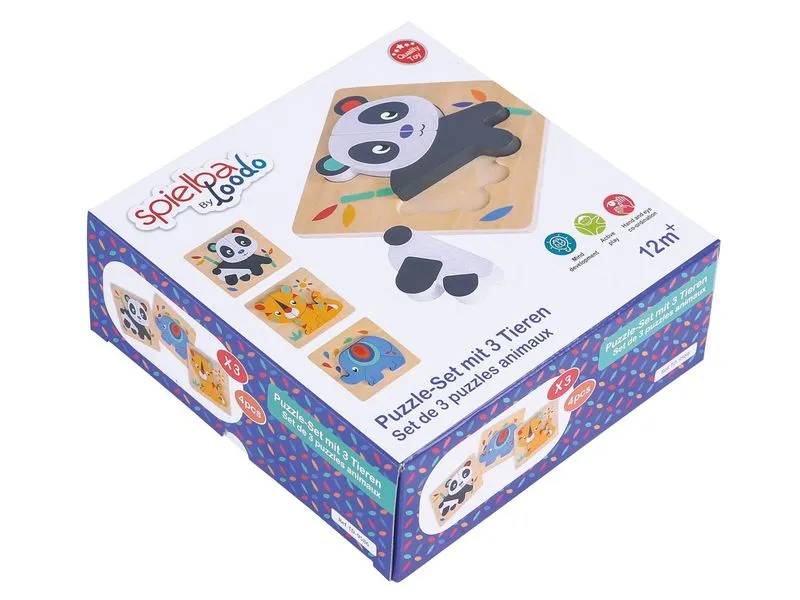 Spielba Holzspielwaren Puzzle-Set mit Panda, Elefant, Giraffe Spielba Holzspielwaren Puzzle-Set mit Panda, Elefant, Giraffe