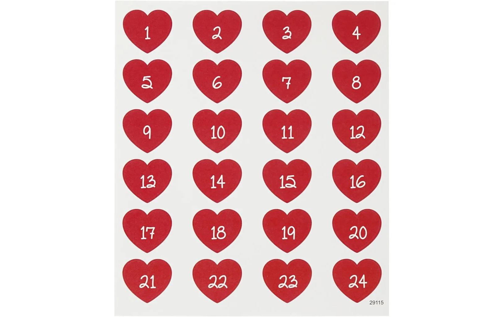 Creativ Company Adventskalender-Zahlen Herz 24 Sticker
