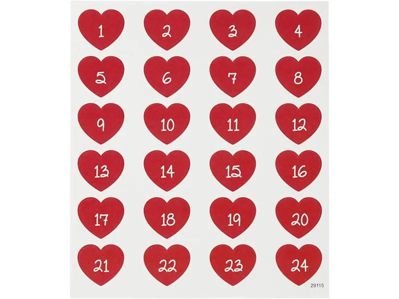 Creativ Company Adventskalender-Zahlen Herz 24 Sticker Creativ Company Adventskalender-Zahlen Herz 24 Sticker