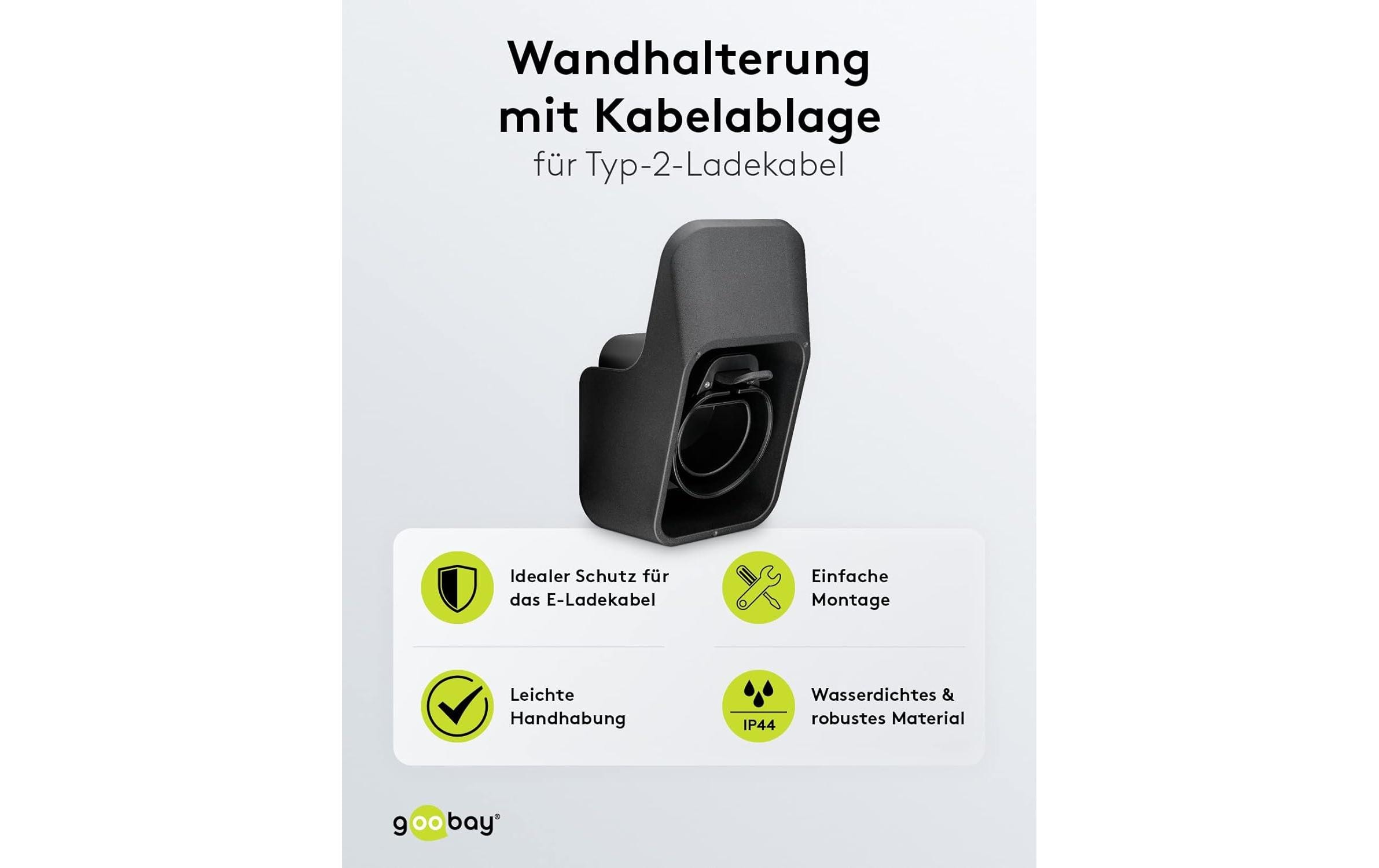 Goobay Wandhalterung mit Kabelablage für Ladekabel Typ-2 Goobay Wandhalterung mit Kabelablage für Ladekabel Typ-2