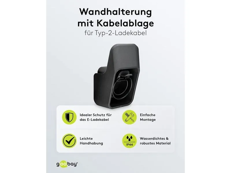 Goobay Wandhalterung mit Kabelablage für Ladekabel Typ-2