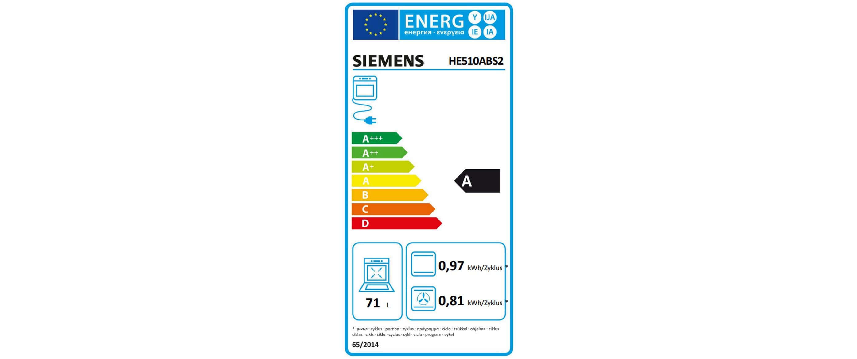 Siemens Einbauherd HE510ABS2 Schwarz A
