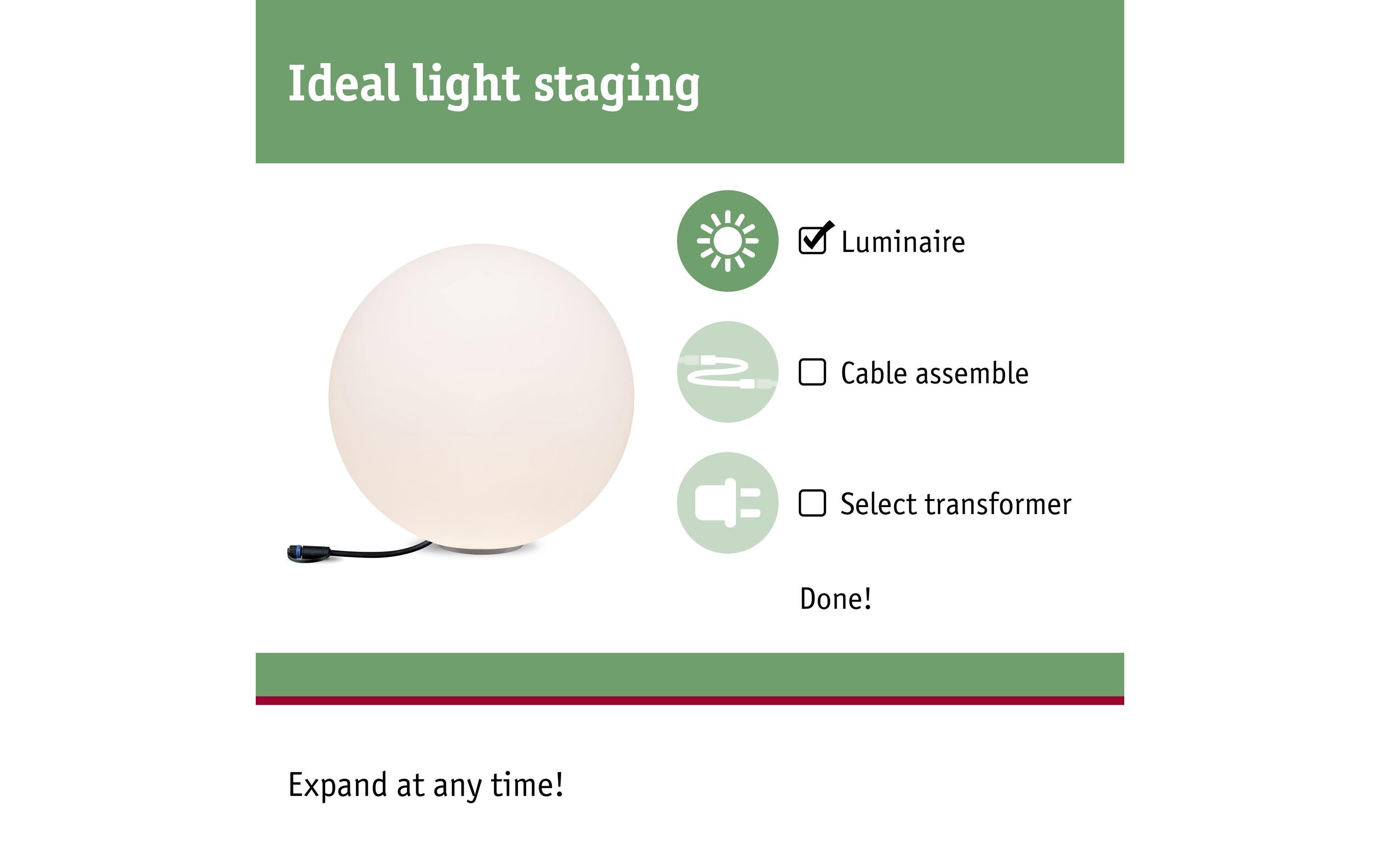 Paulmann Gartenlicht Plug & Shine GLOBE 40 cm