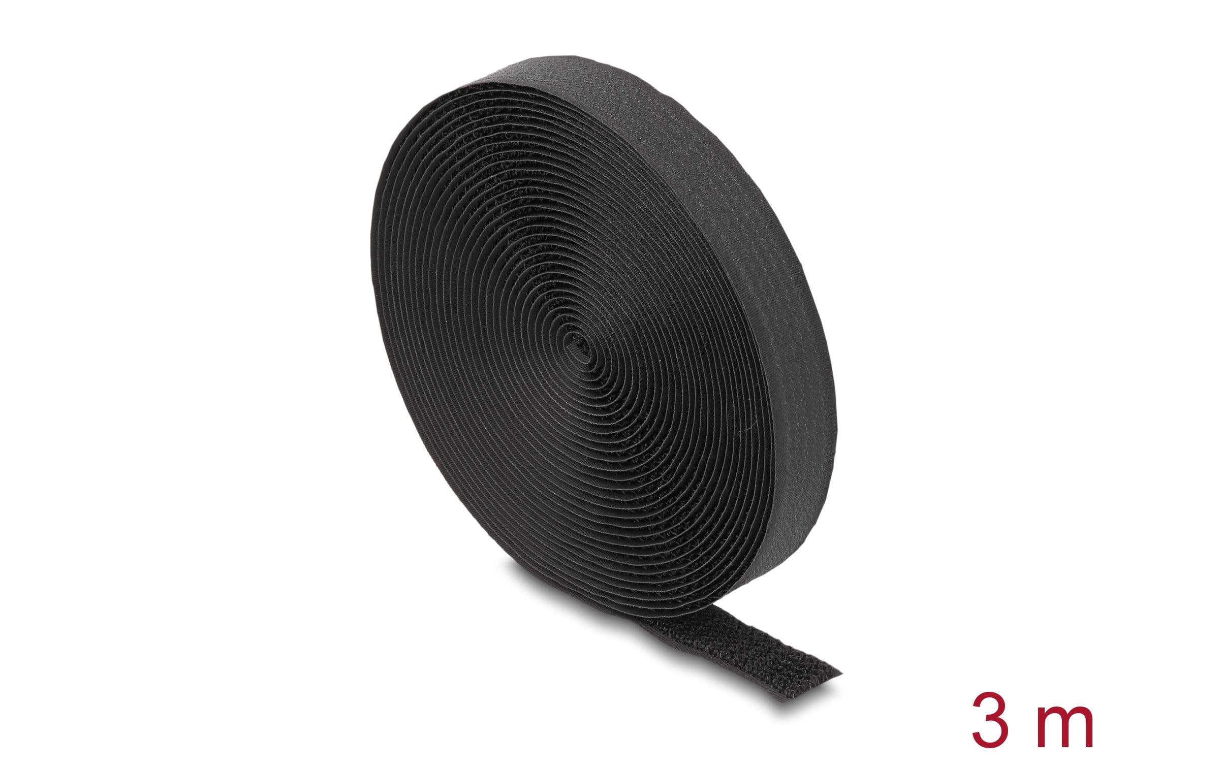 Delock Klettband auf Rolle mit Schlaufe Schwarz, 3 m Delock Klettband auf Rolle mit Schlaufe Schwarz, 3 m