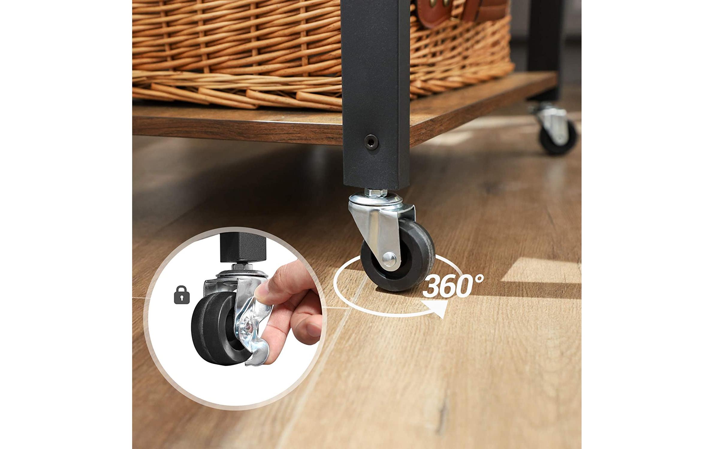 VASAGLE Küchenregal mit 6 Haken 60 x 89 cm, Braun/Schwarz