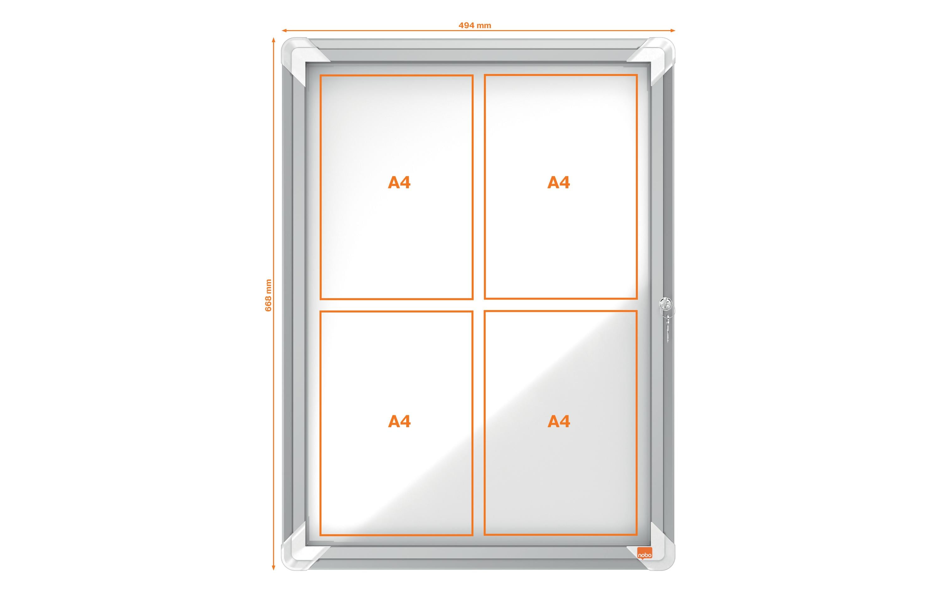 Nobo Premium Plus Schaukasten für Innenbereich 4 x A4, magnetisch