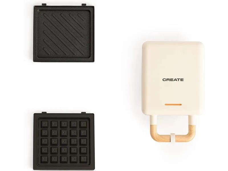 Create Waffeleisen Stone 2 in 1 Compact Wollweiss