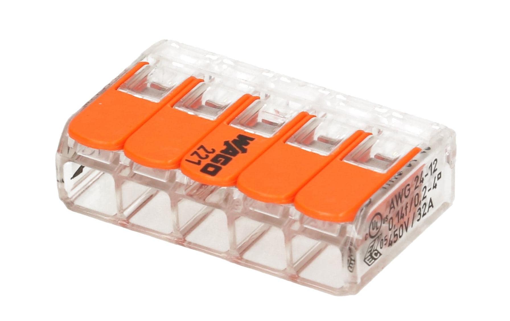 WAGO Verbindungsklemme COMPACT 5-fach, 4 Stück WAGO Verbindungsklemme COMPACT 5-fach, 4 Stück