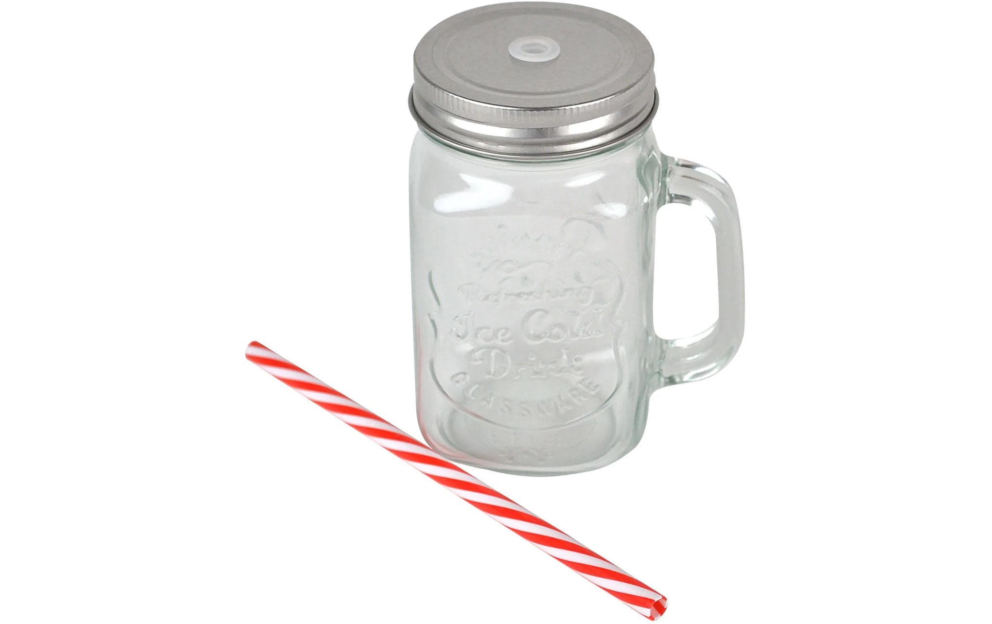 ALPINA Trinkglas mit Halm und Karaffe 420 ml, 1 Stück, Transparent