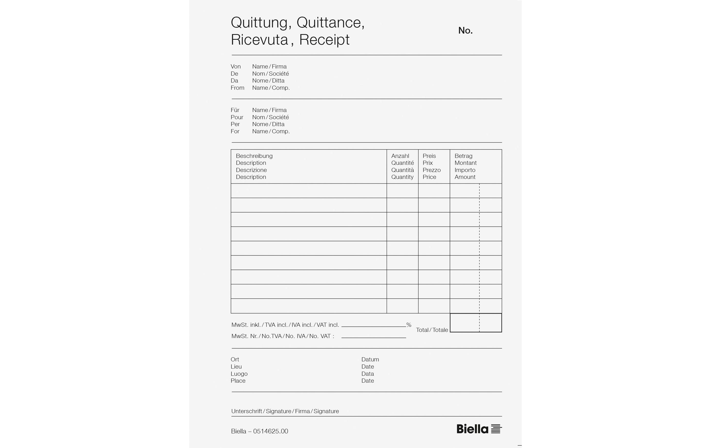 Biella Durchschreibebuch Copy-Bloc A6, Quittung