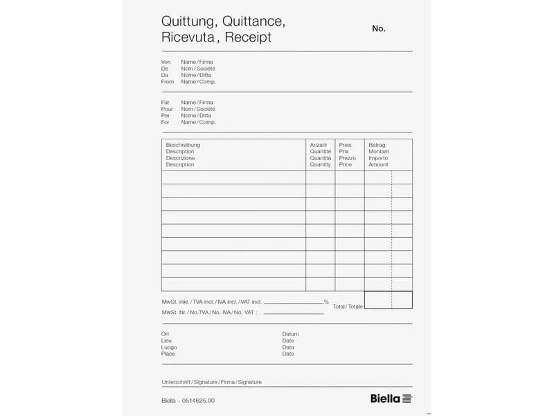Biella Durchschreibebuch Copy-Bloc A6, Quittung Biella Durchschreibebuch Copy-Bloc A6, Quittung