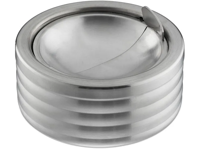relaxdays Aschenbecher mit Deckel Silber