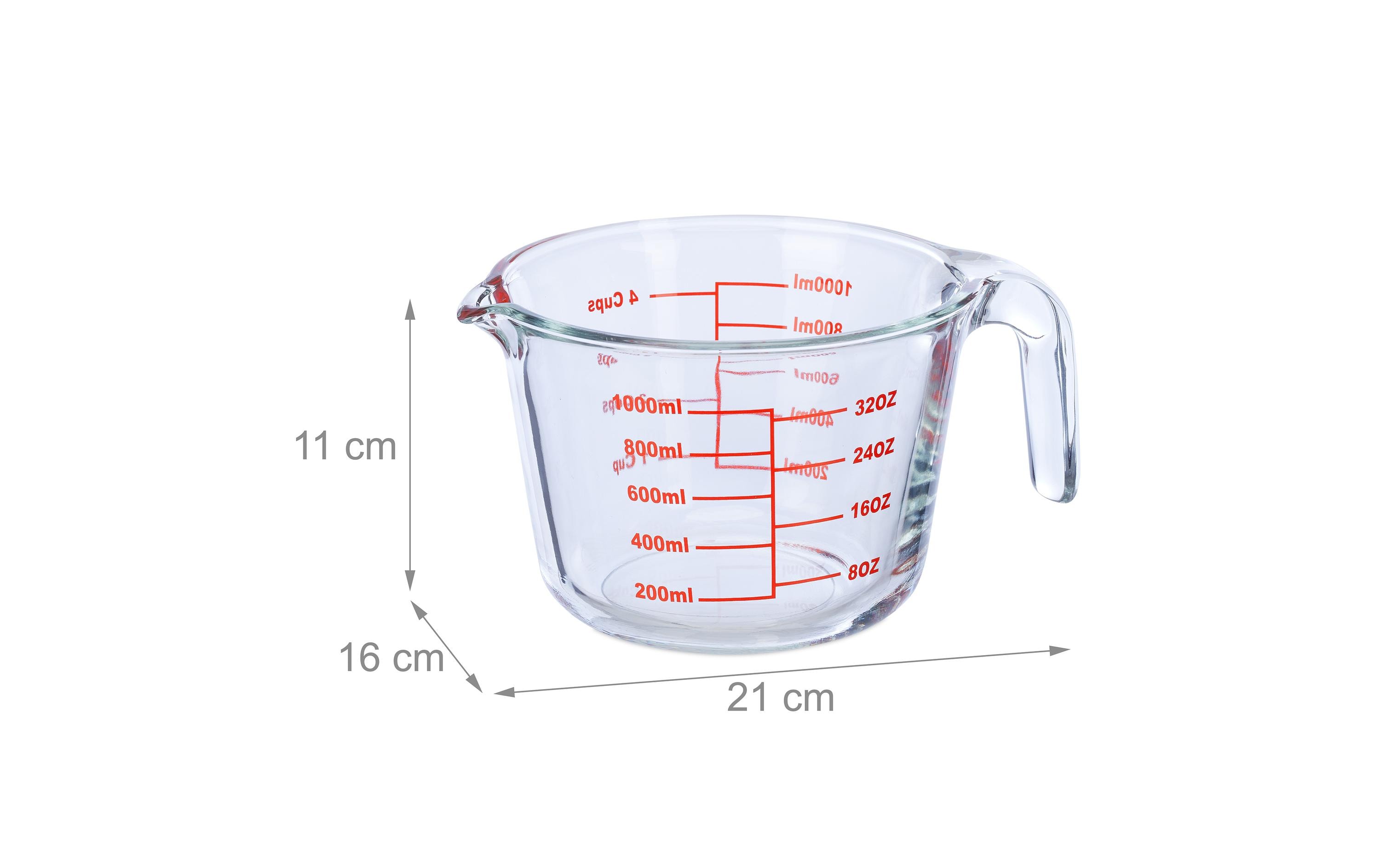 relaxdays Messbecher 1 L, Rot/Transparent