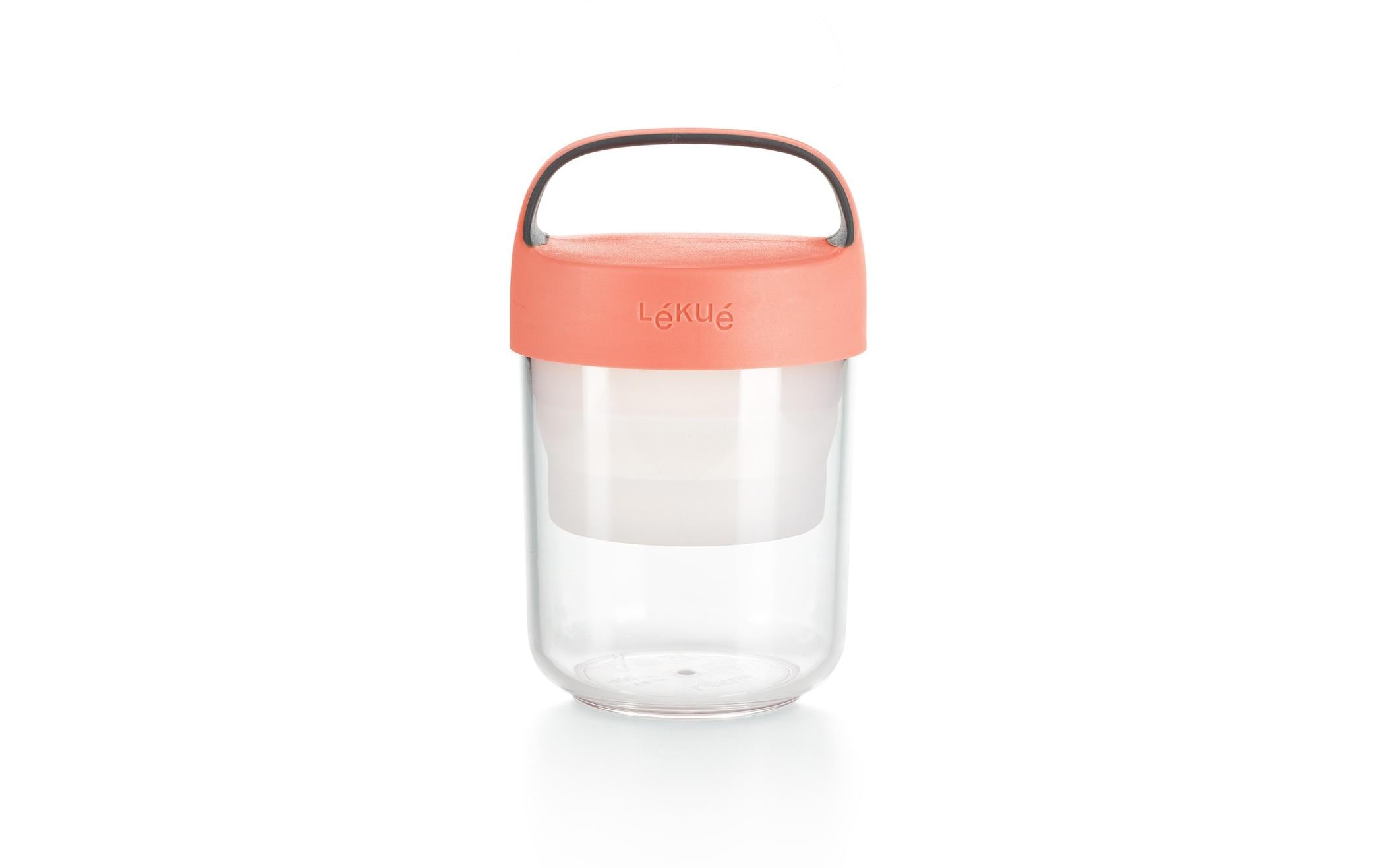 Lékué Smoothiebehälter Glas To Go, 400 ml, Koralle