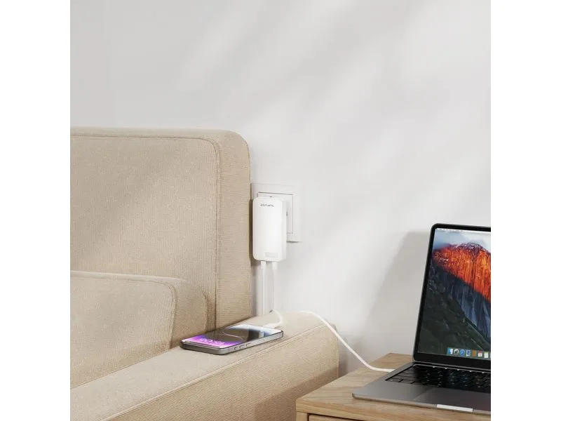 4smarts Netzladegerät FlatPlug Slim Dual 65W GaN 2C, weiss 4smarts Netzladegerät FlatPlug Slim Dual 65W GaN 2C, weiss