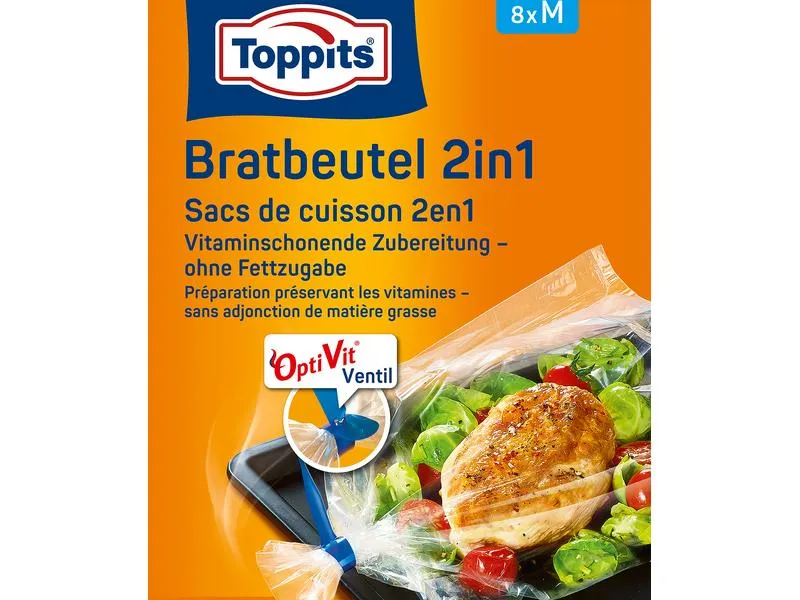 Toppits Bratbeutel 2 in 1 Grösse M, 8 Stück Toppits Bratbeutel 2 in 1 Grösse M, 8 Stück