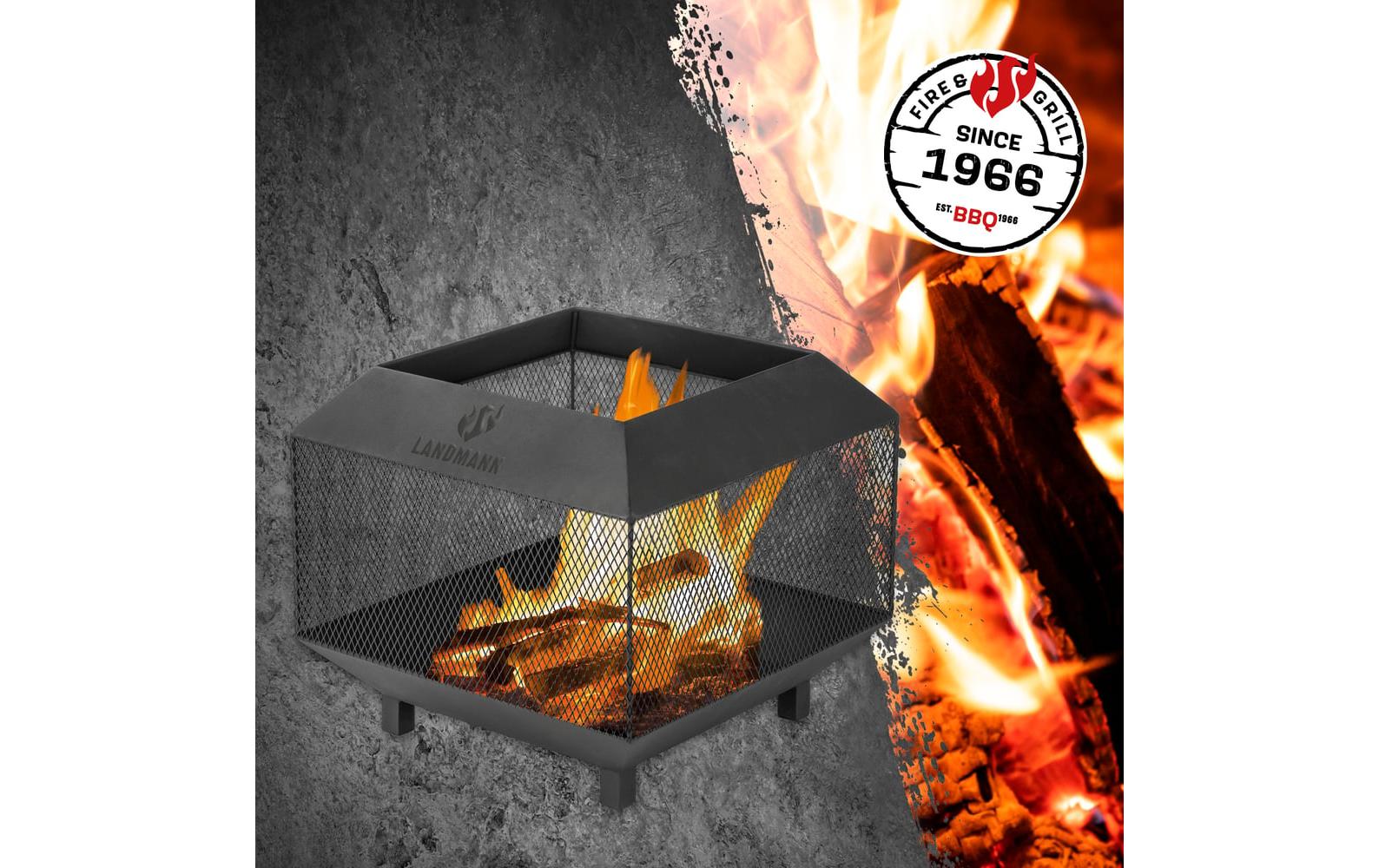 Landmann Feuerkorb 44 x 44 cm, Heizstrahler – Schwarz