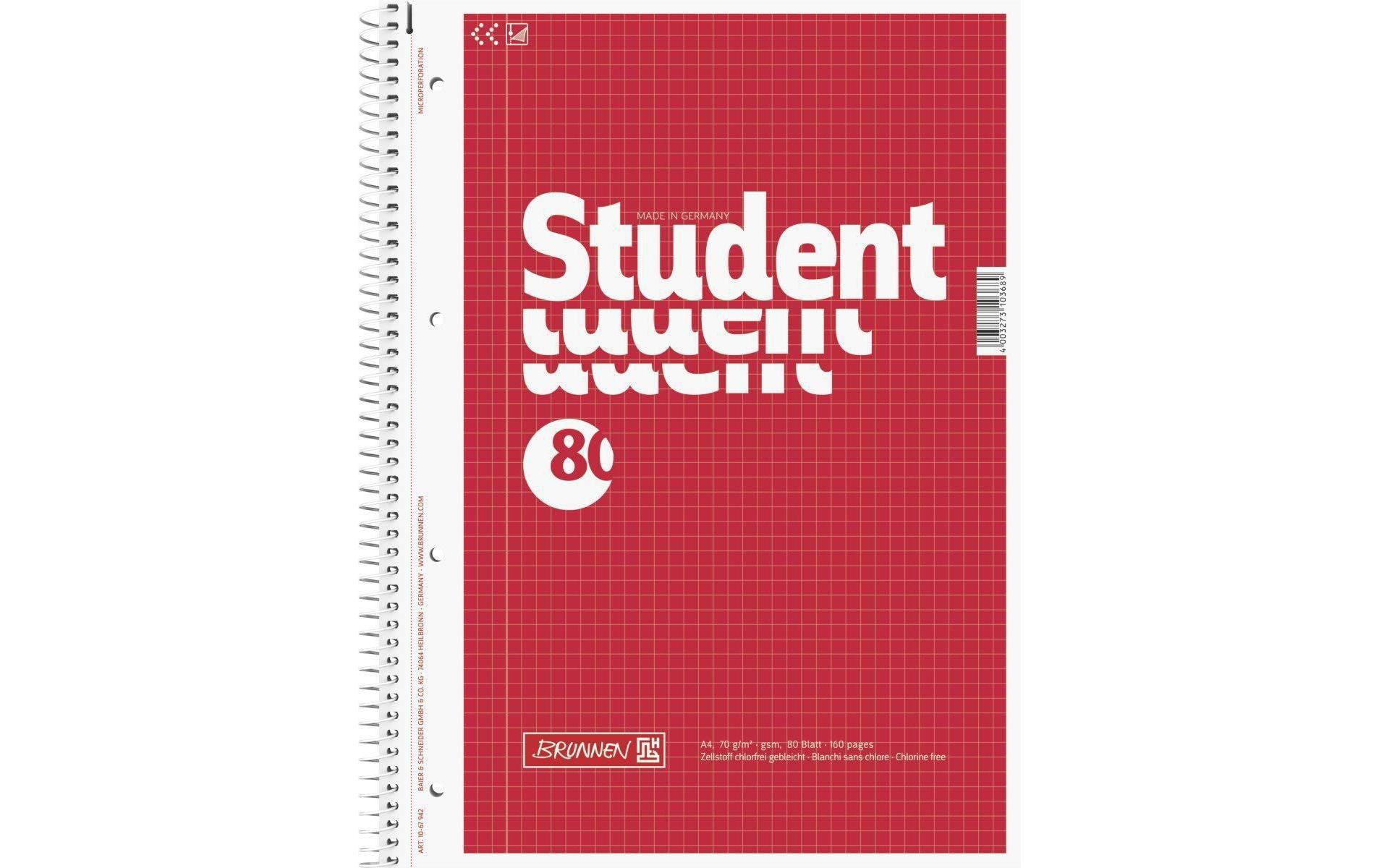 Brunnen Collegeblock A4 A4, Kariert, 80 Blatt