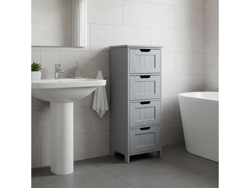 relaxdays Badezimmerregal 30 x 82 cm, Grau