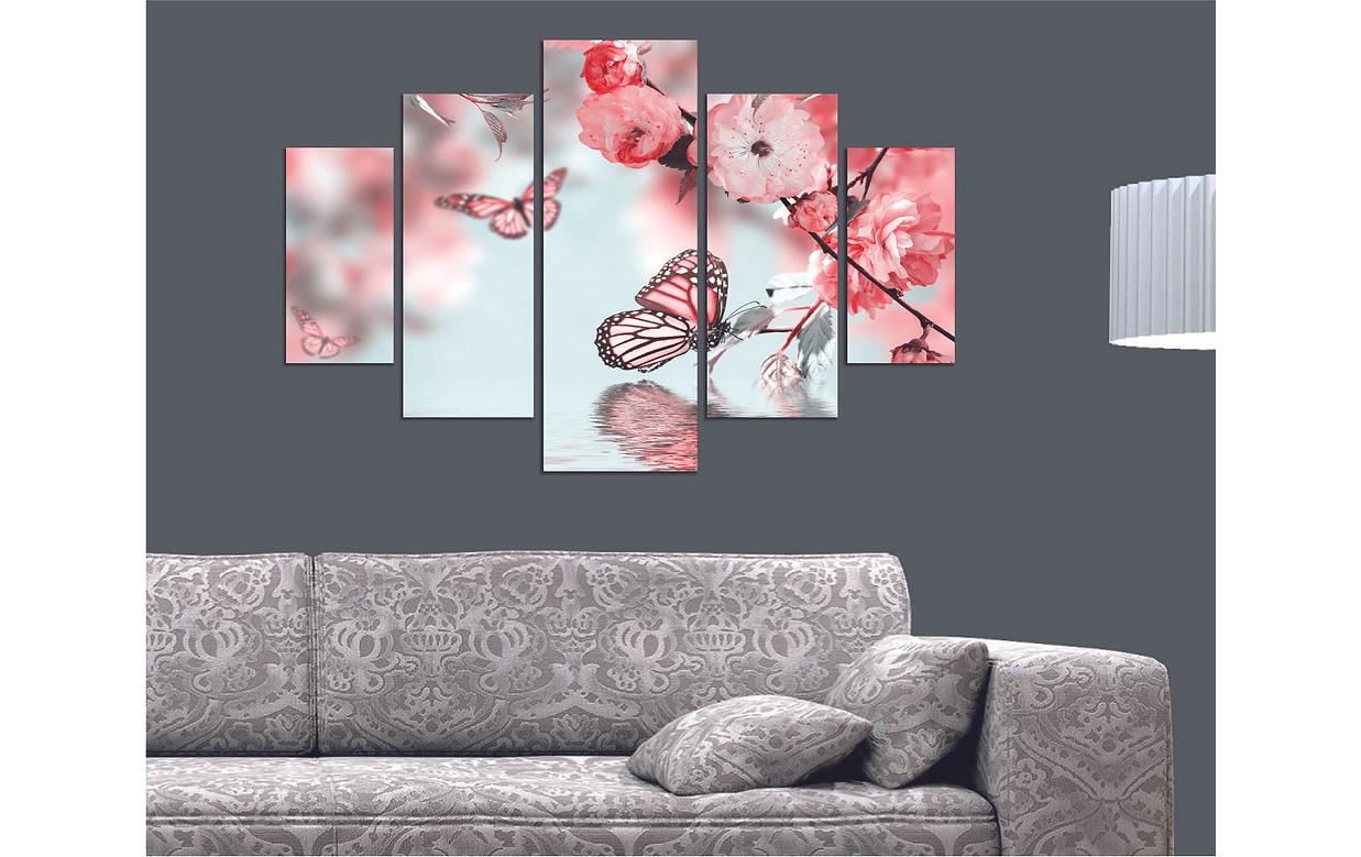 Wallxpert Bild Blütenzeit 5-teilig, 92 x 56 cm