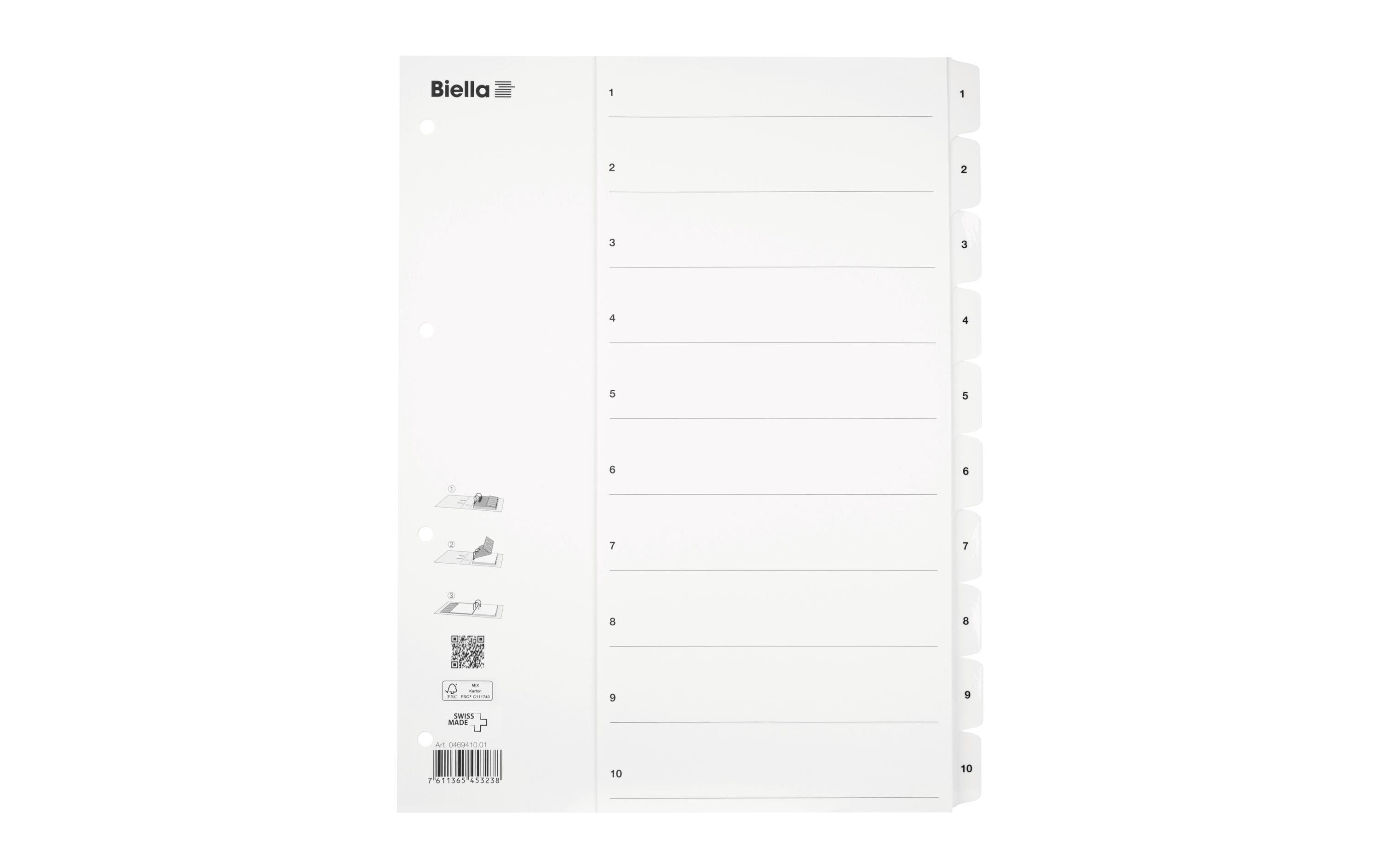 Biella Register A4 1 - 10 Karton Weiss Biella Register A4 1 - 10 Karton Weiss