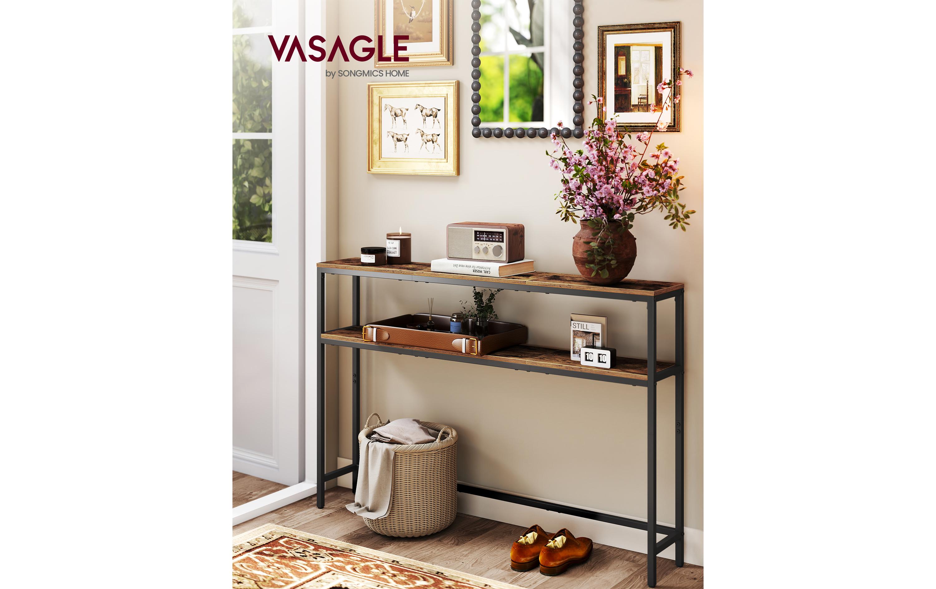 VASAGLE Konsolentisch 120 x 80 cm, Schwarz/Braun