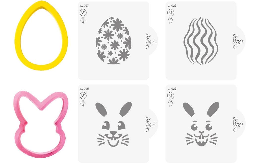 Decora Schablone Hase und Ei Set 4-teilig Decora Schablone Hase und Ei Set 4-teilig