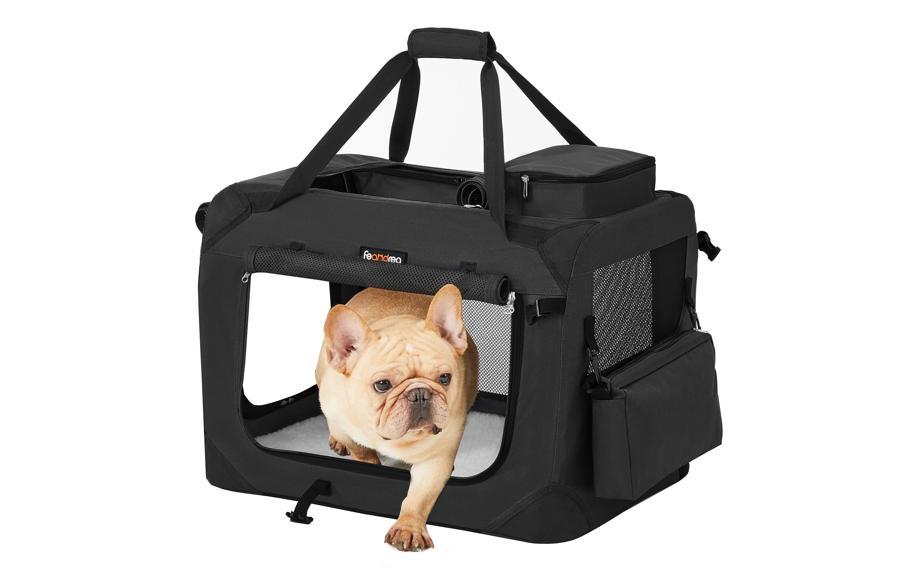 Feandrea Transportbox Haustier, 60 x 42 x 42 cm, Schwarz