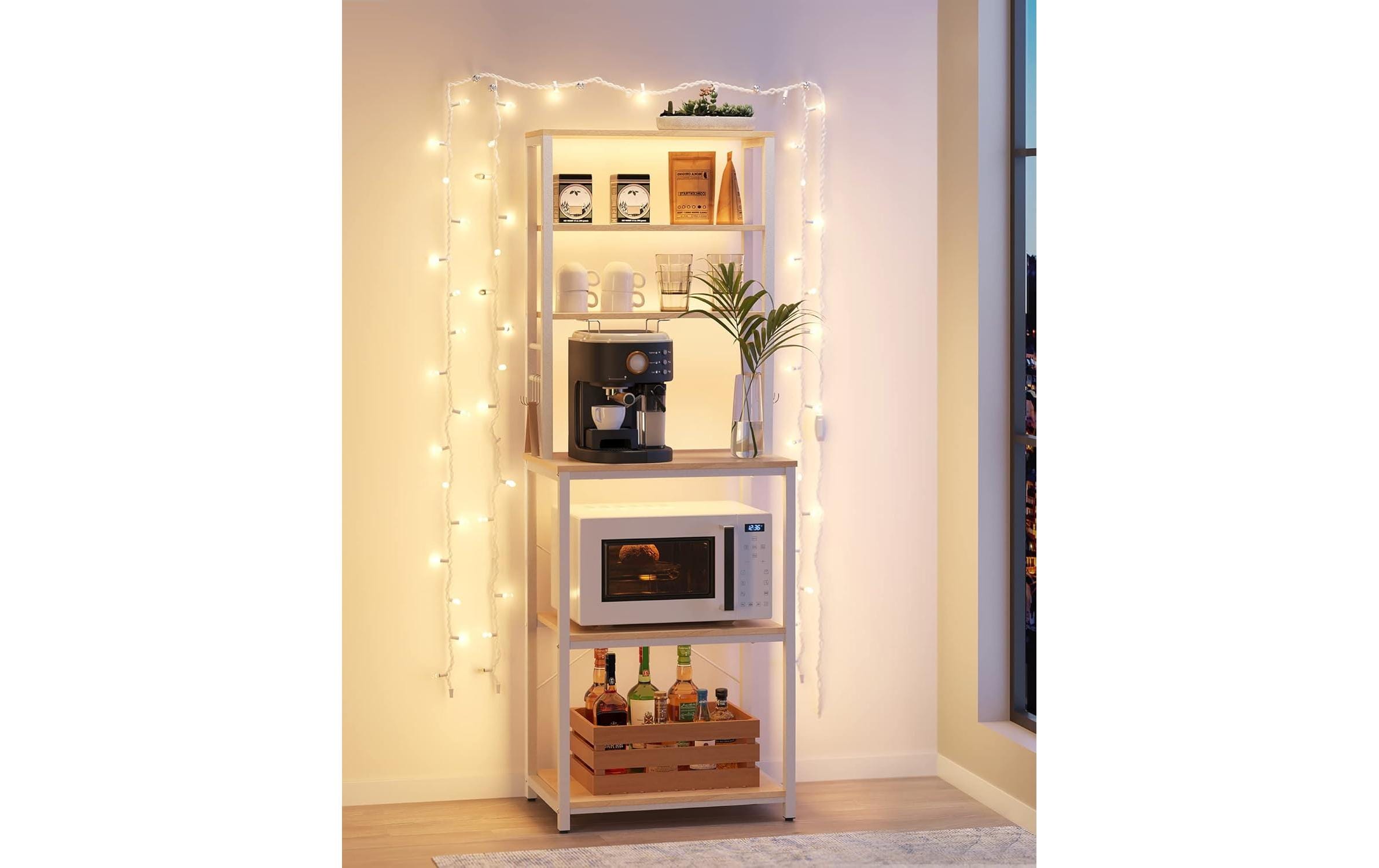 VASAGLE Küchenregal mit 6 Haken Weiss