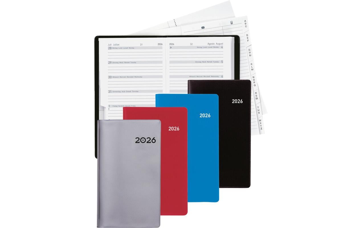 Biella Planer Bern Schwarz, 8.7 x 15.3 cm, 1 Woche/2 Seiten