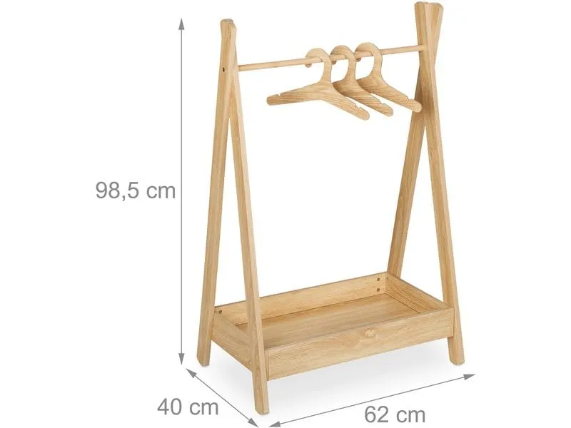 relaxdays Kleiderständer für Kinder 64.5 x 99 cm, Braun