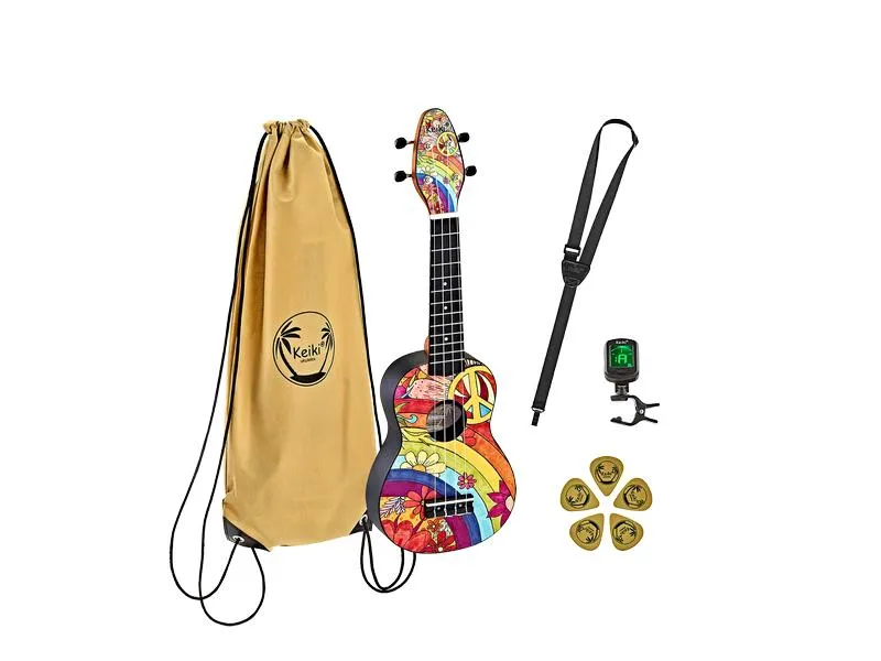 Ortega Guitars Ukulele Keiki Package K2-68 – Peace '68