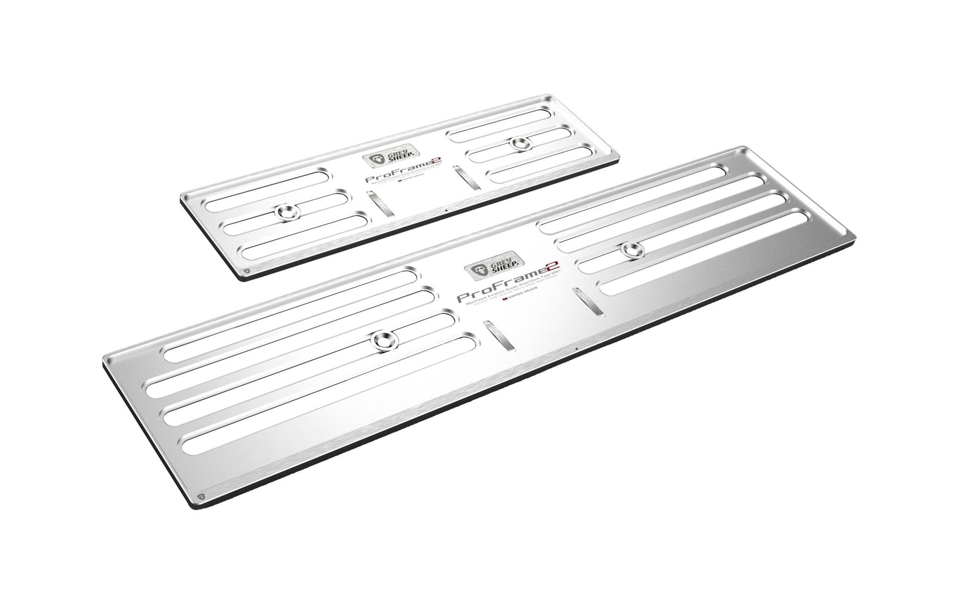 GREY SHEEP. Kennzeichenhalterset ProFrame 2, KFZ-lang, Phantom Silver GREY SHEEP. Kennzeichenhalterset ProFrame 2, KFZ-lang, Phantom Silver