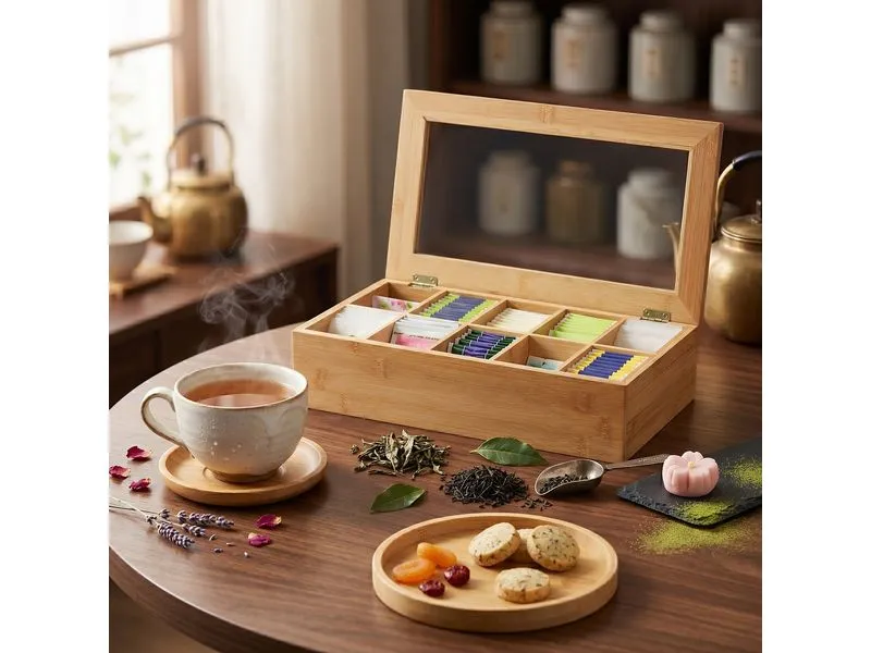 relaxdays Teebox Braun/Beige/Hellbraun