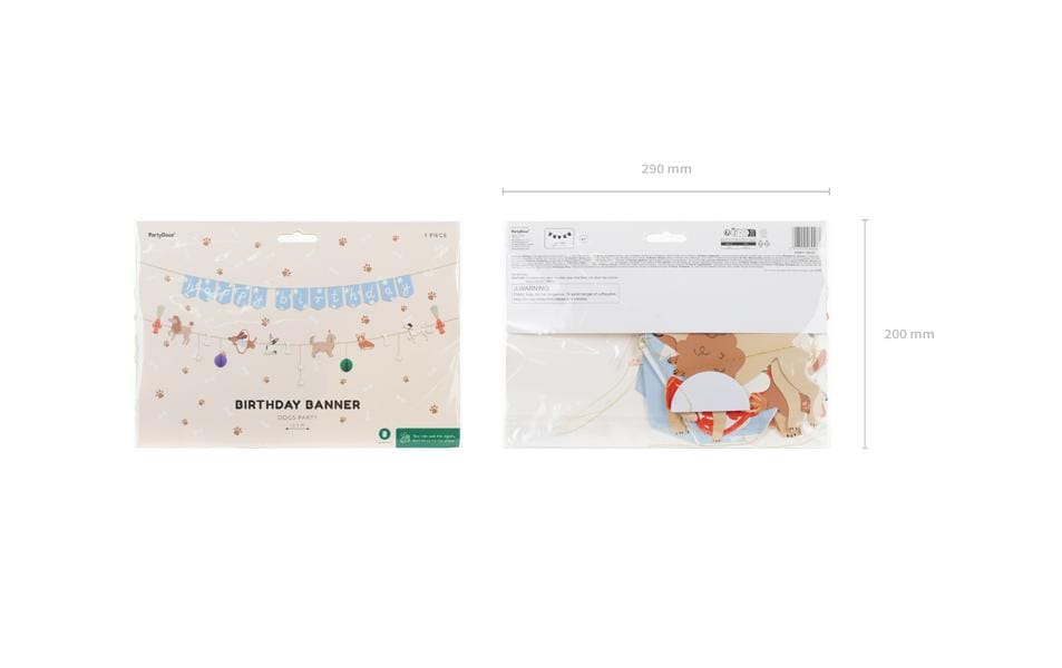 Partydeco Girlande Happy Birthday Hunde, farbig, 210 cm