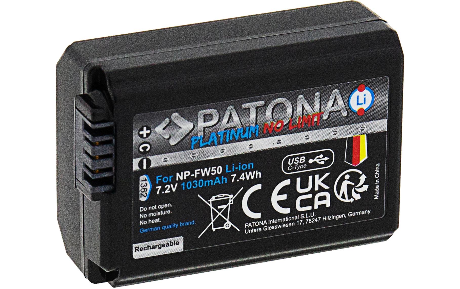 Patona Digitalkamera-Akku Platinum Akku für Sony NP-FW50 NEX.3