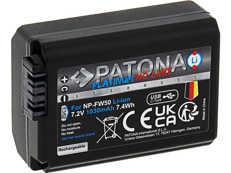 Patona Digitalkamera-Akku Platinum Akku für Sony NP-FW50 NEX.3 Patona Digitalkamera-Akku Platinum Akku für Sony NP-FW50 NEX.3