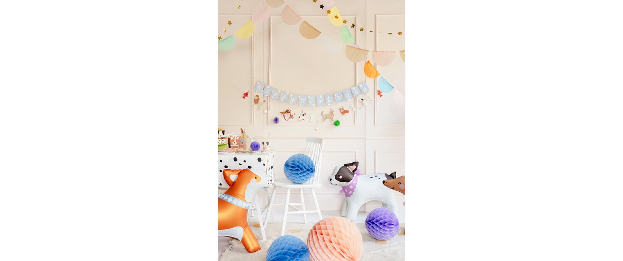 Partydeco Girlande Happy Birthday Hunde, farbig, 210 cm