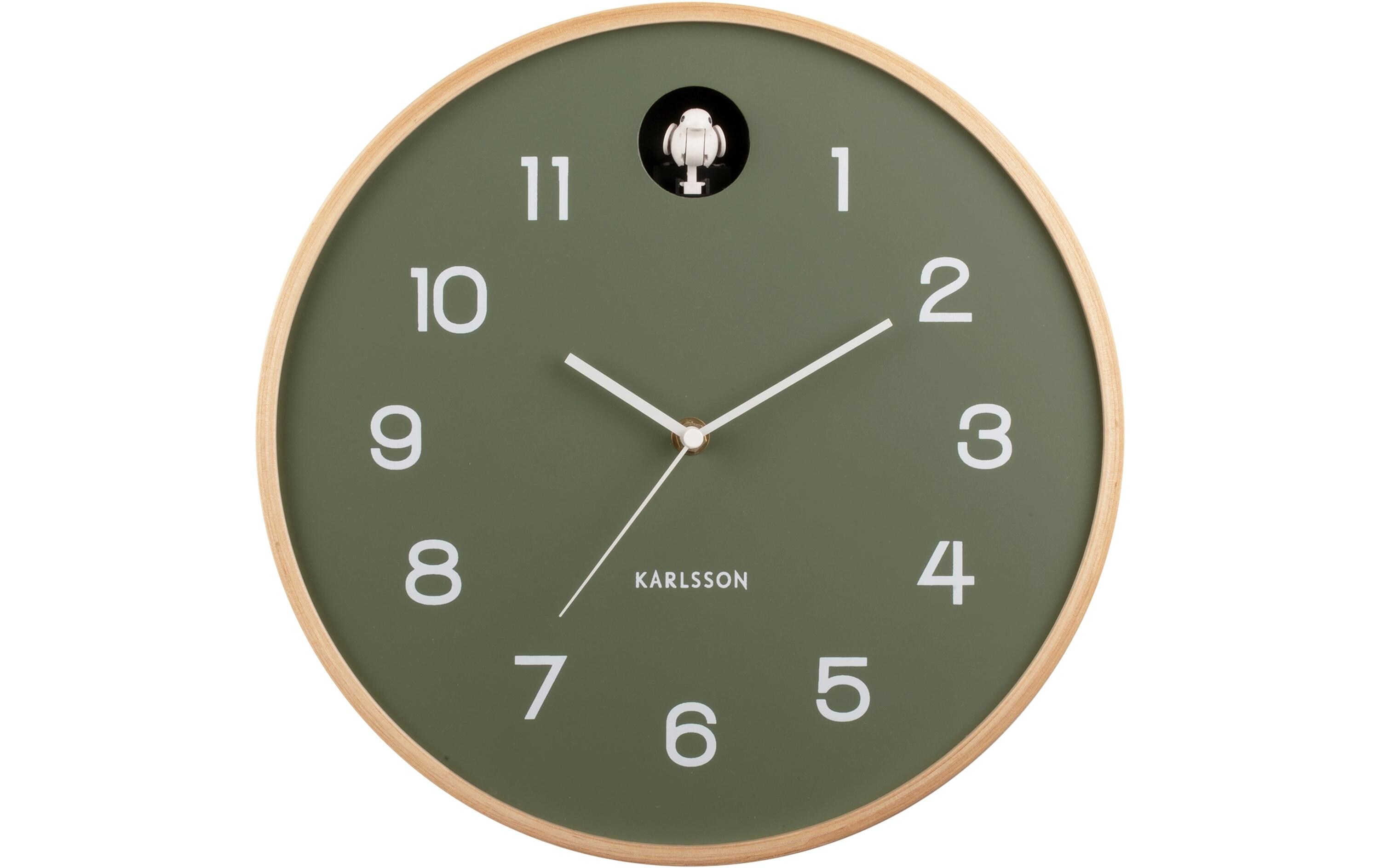 KARLSSON Wanduhr Natural Cuckoo 31.5 cm, Grün