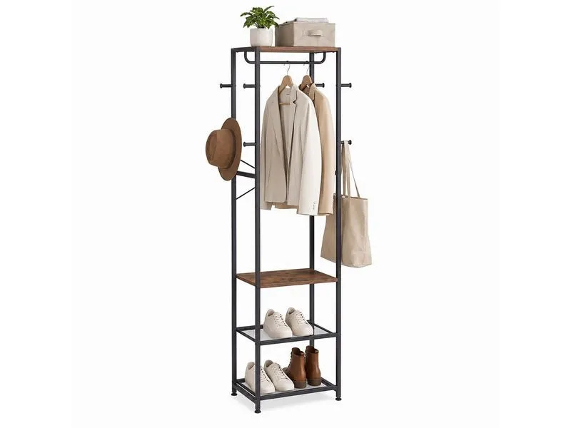 relaxdays Garderobenständer 181 x 40 x 28 cm, Braun / Schwarz relaxdays Garderobenständer 181 x 40 x 28 cm, Braun / Schwarz