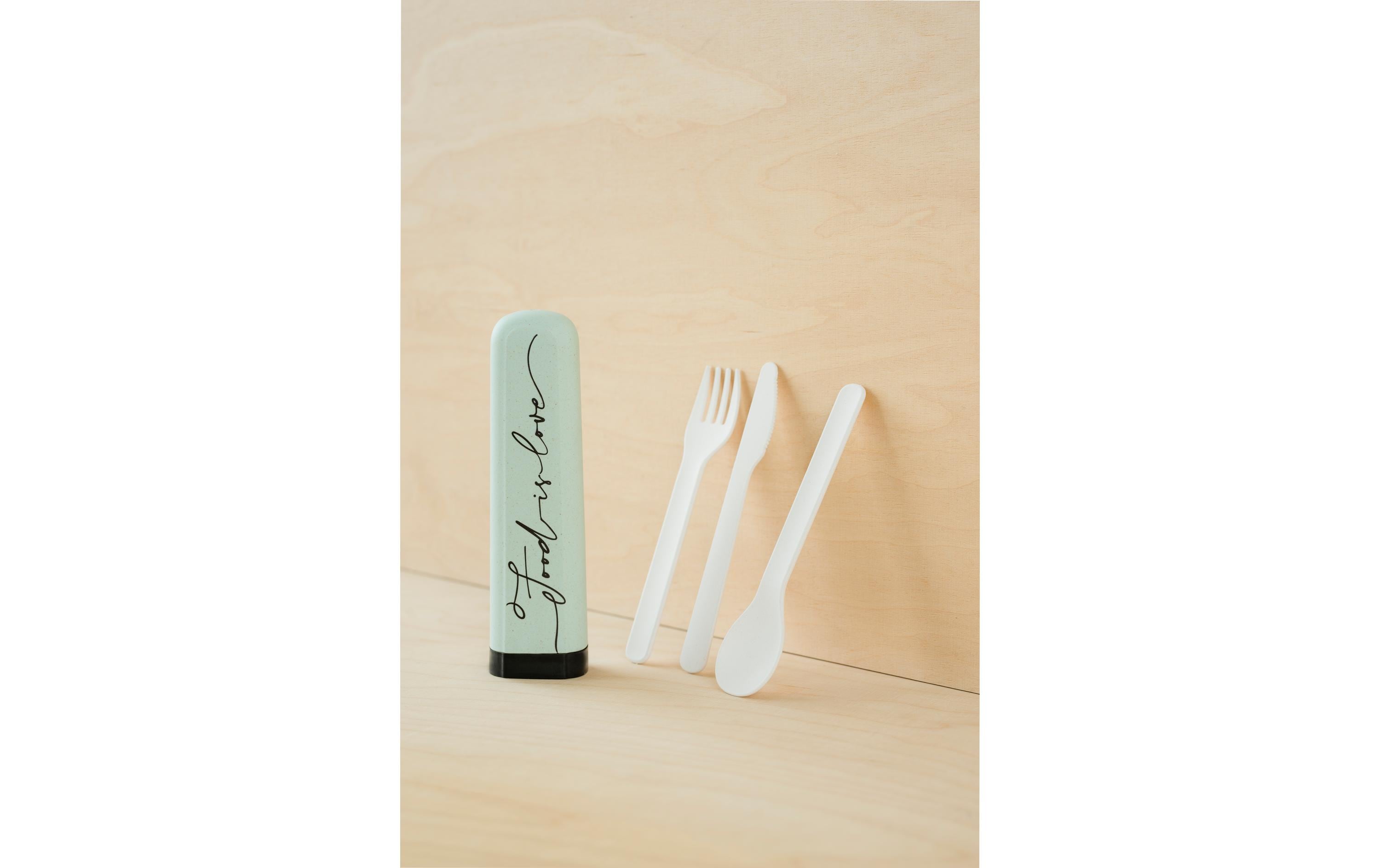 BioLoco Besteck-Set to go Plant – Food is Love 4-teilig, Hellgrün