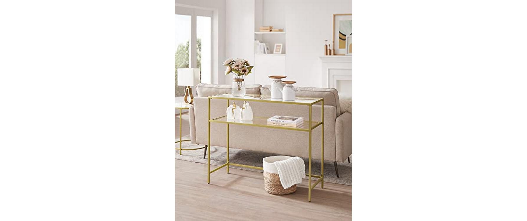 VASAGLE Konsolentisch 100 x 35 x 80 cm, Gold